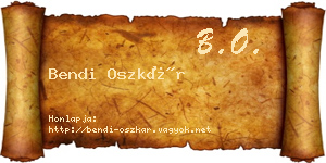 Bendi Oszkár névjegykártya